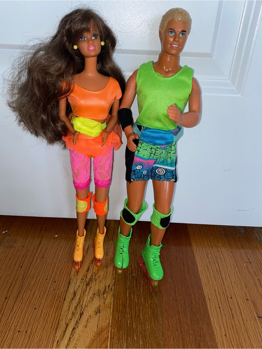 Barbie Skatin Teresa &Ken Neon Roller Skating Duo - Orange, Pink & Green
